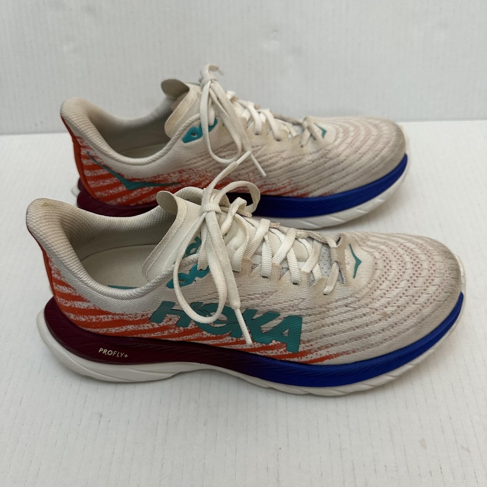 HOKA Mach 5 Running Shoes Womens 9 White Orange Blue PROFLY+ Lightweight - Picture 5 of 14